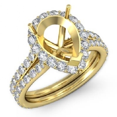 Pear Shape Semi Mount Diamond Engagement Ring 14k Gold Yellow Halo Setting (1.3Ct. tw.)