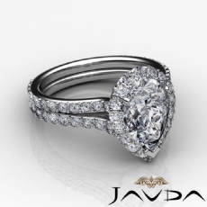 Halo Pave Set Split Shank diamond Ring 18k Gold White