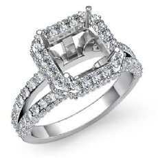 1.53 Ct Diamond Engagement Halo Setting Ring Asscher Semi Mount 14K White Gold