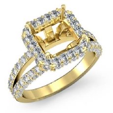 Diamond Engagement Halo Setting Ring Asscher Semi Mount 18k Gold Yellow (1.53Ct. tw.)