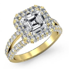 Circa Halo Pave Sidestone diamond Ring 18k Gold Yellow
