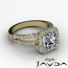 Circa Halo Pave Sidestone diamond Ring 14k Gold Yellow