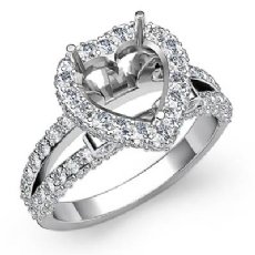 1.55 Ct Diamond Engagement Heart Cut Ring 14K White Gold Halo Setting Semi Mount