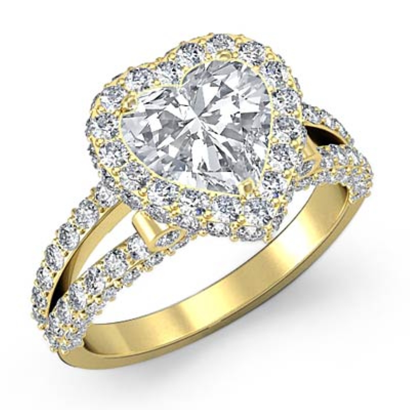 Circa Halo Bezel Split Shank diamond Ring 18k Gold Yellow