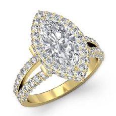 Split Shank Circa Halo diamond Ring 18k Gold Yellow