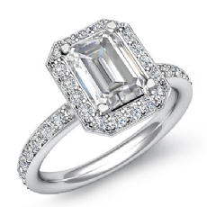 Basket Halo Sidestone diamond Ring 14k Gold White