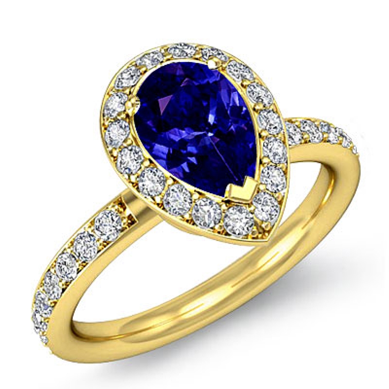  Pear diamond  Ring in 14k Gold Yellow