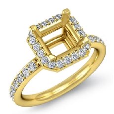 Diamond Engagement Ring 18k Gold Yellow Asscher Semi Mount Halo Setting (0.36Ct. tw.)
