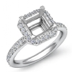 0.36Ct Diamond Engagement Ring 14k White Gold Asscher Semi Mount Halo Setting - javda.com 