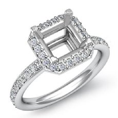 0.36Ct Diamond Engagement Ring 14k White Gold Asscher Semi Mount Halo Setting