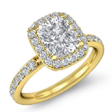 Basket Style Halo Pave diamond Ring 18k Gold Yellow