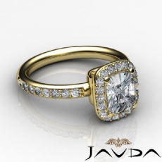 Basket Style Halo Pave diamond Ring 14k Gold Yellow