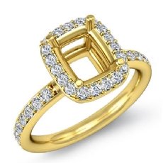 Diamond Engagement Ring Cushion Semi Mount Halo Setting 14k Gold Yellow (0.36Ct. tw.)