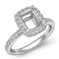 0.36Ct Diamond Engagement Ring Cushion Semi Mount Halo Setting 14k White Gold