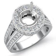 2Ct Diamond Engagement Round Vintage Ring 14K White Gold Halo Setting Semi Mount