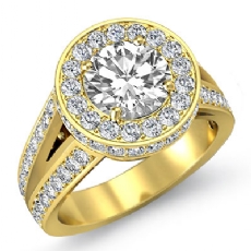 Vintage Halo Split Shank diamond Ring 18k Gold Yellow
