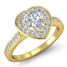 4 Prong Halo With Sidestone diamond  18k Gold Yellow