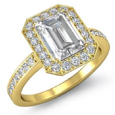 4 Prong Halo With Sidestone diamond Ring 18k Gold Yellow