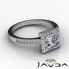 4 Prong Halo With Sidestone diamond Ring 14k Gold White