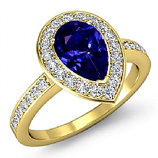 4 Prong Halo With Sidestone diamond Ring 18k Gold Yellow