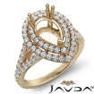 French V Cut Pave Diamond Engagement Ring Pear Semi Mount 14k Yellow Gold 1.3Ct - javda.com 