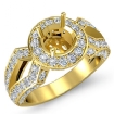 1.42Ct Diamond Engagement Halo Pave Setting Ring Round Semi Mount 14k Yellow Gold - javda.com 