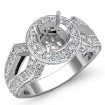 1.42Ct Diamond Engagement Halo Pave Setting Ring Round Semi Mount Platinum 950 - javda.com 