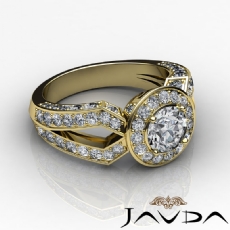 Split Shank Pave Set Halo diamond Ring 14k Gold Yellow