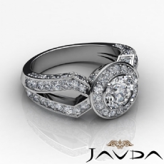 Split Shank Pave Set Halo diamond Ring 18k Gold White