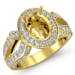 1.38Ct Vintage Diamond Engagement Oval Ring 14k Yellow Gold Halo Setting Sem Mount - javda.com 