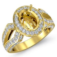Vintage Diamond Engagement Oval Ring 14k Gold Yellow Halo Setting Sem Mount (1.38Ct. tw.)