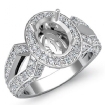 1.38Ct Vintage Diamond Engagement Oval Ring 14k White Gold Halo Setting Sem Mount - javda.com 