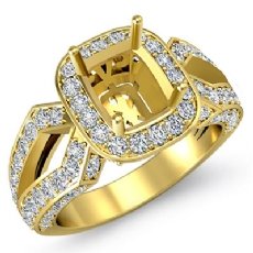 Halo Setting Diamond Engagement Cushion Semi Mount Ring 14k Gold Yellow (1.44Ct. tw.)