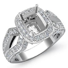 1.44 Ct Halo Setting Diamond Engagement Cushion Semi Mount Ring 14K White Gold