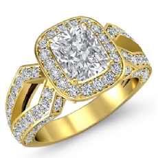 Split Shank Pave Sidestone diamond Ring 18k Gold Yellow