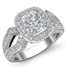 Split Shank Pave Sidestone diamond Ring 14k Gold White