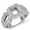 1.36Ct Diamond Engagement Ring Asscher Semi Mount Platinum 950 Halo Setting - javda.com 