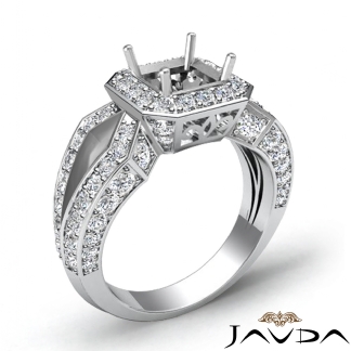 1.4Ct Diamond Engagement Ring Asscher Semi Mount 14k Gold White Halo Setting