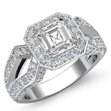Split Shank Halo Pave Set diamond Ring 14k Gold White