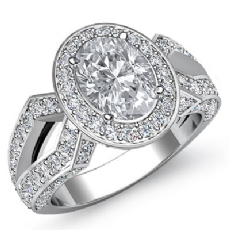 Split Shank Halo Pave Set diamond Ring 18k Gold White