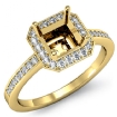 1Ct Diamond Engagement Ring Halo Setting 18k Yellow Gold Asscher Shape Semi Mount - javda.com 