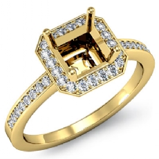Diamond Engagement Ring Halo Setting 14k Gold Yellow Asscher Shape Semi Mount (1Ct. tw.)