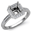 1Ct Diamond Engagement Ring Halo Setting Platinum 950 Asscher Shape Semi Mount - javda.com 