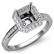 1Ct Diamond Engagement Ring Halo Setting 14k White Gold Asscher Shape Semi Mount