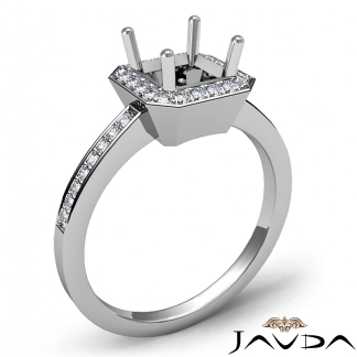 1Ct Diamond Engagement Ring Halo Setting Platinum 950 Asscher Shape Semi Mount