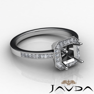 1Ct Diamond Engagement Ring Halo Setting Platinum 950 Asscher Shape Semi Mount