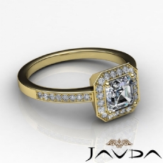 Halo Sidestone Pave Set diamond Ring 18k Gold Yellow