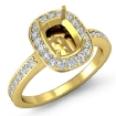 1Ct Diamond Engagement Cushion Shape Semi Mount Ring 18k Yellow Gold Halo Setting - javda.com 