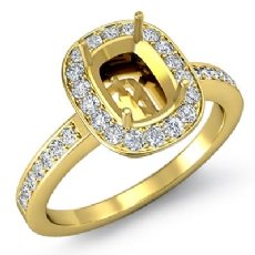 Diamond Engagement Cushion Shape Semi Mount Ring 14k Gold Yellow Halo Setting (1Ct. tw.)