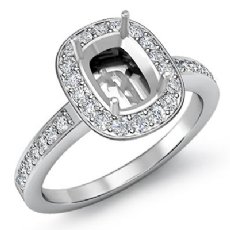1Ct Diamond Engagement Cushion Shape Semi Mount Ring 14k White Gold Halo Setting